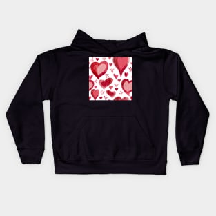 Red Pink Heart Pattern Kids Hoodie